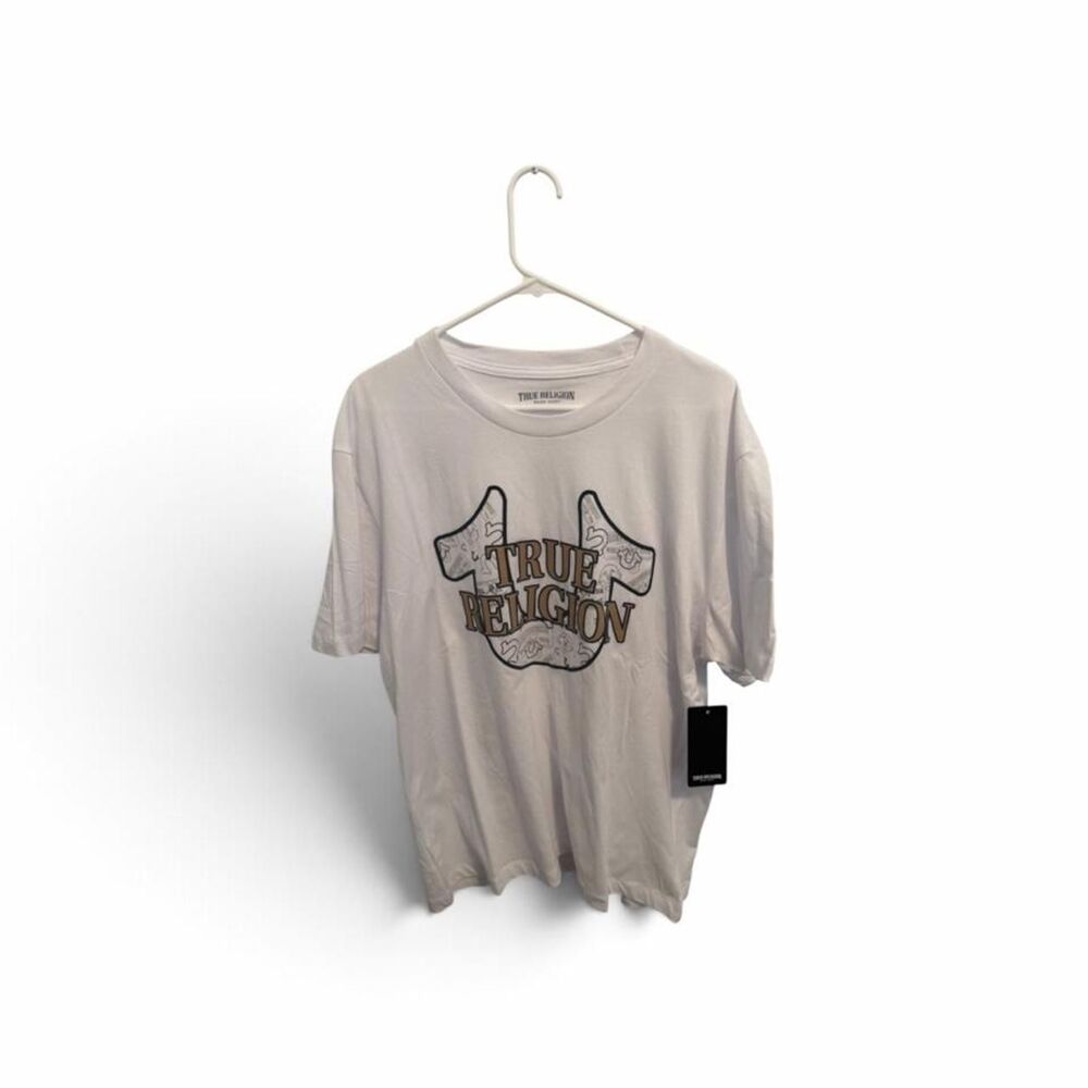 True-religion Men's White and Cream T-shirt